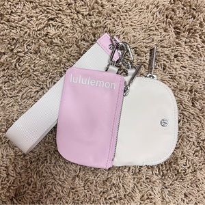 Lululemon Dual Pouch Wristlet in White Opal/Pink Peony